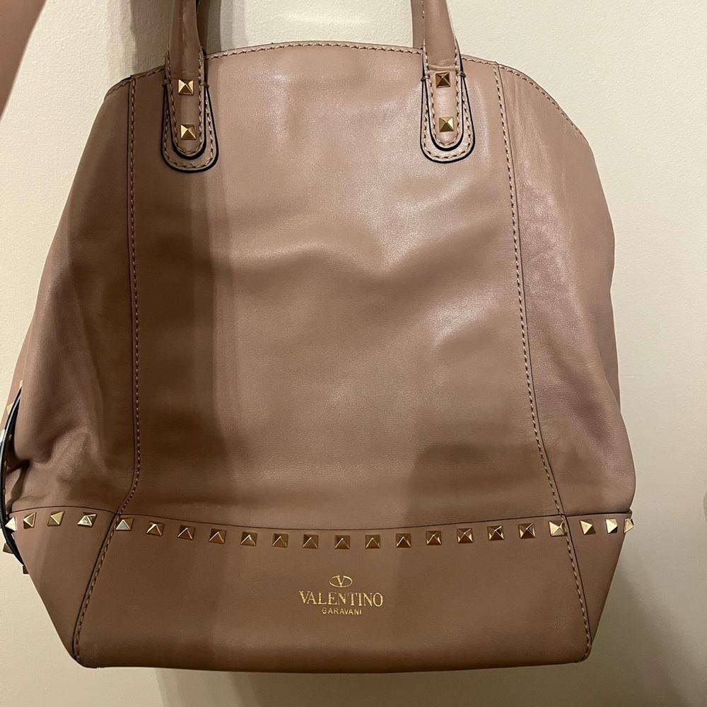 Valentino Garavani Tan Studded Tote Bag